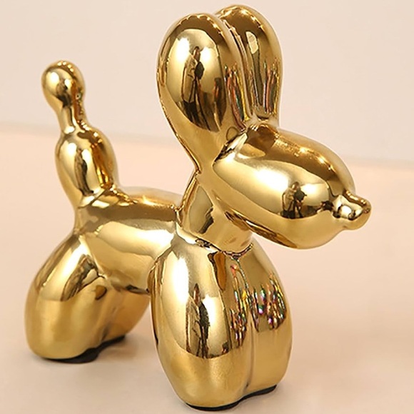 Gold ceramic Balloon Dog Sculpture small 4.5 inches - Picture 1 of 5